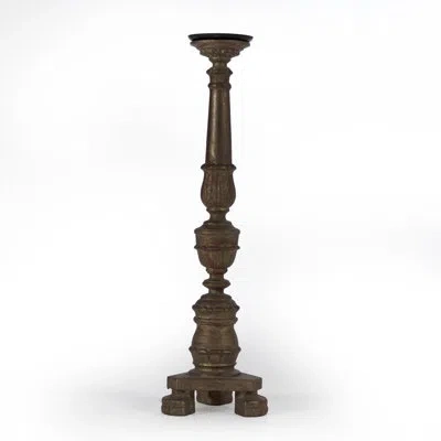 Zentique Agra 25.5" Floor Candlestick With Candle Included In Brown