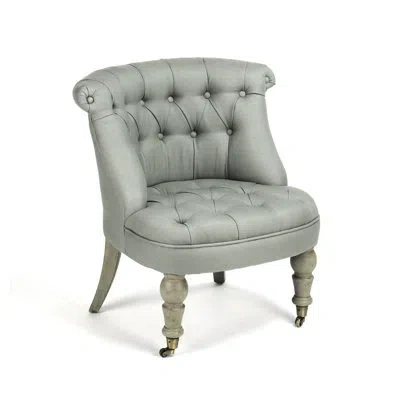 Zentique Amelie Slipper Chair In Gray,green Linen Blend