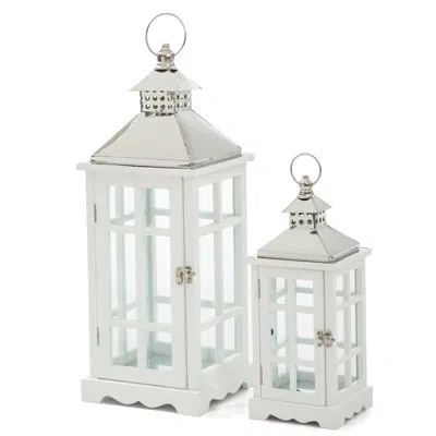 Zentique Amelie White Lantern Set  Candle Holder (set Of 2)