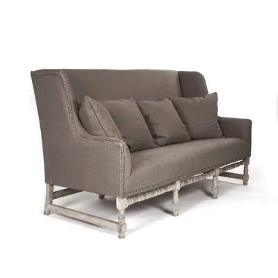 Zentique Aubert 76" Linen Recessed Arm Sofa In Aubergine