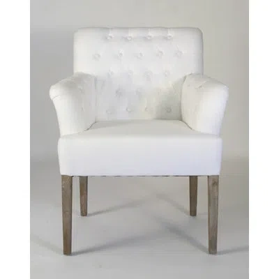 Zentique Barrois 28.5" Wide Tufted Armchair In White 100% Linen