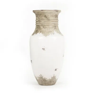 Zentique Beige/white 23" Table Vase In White;beige