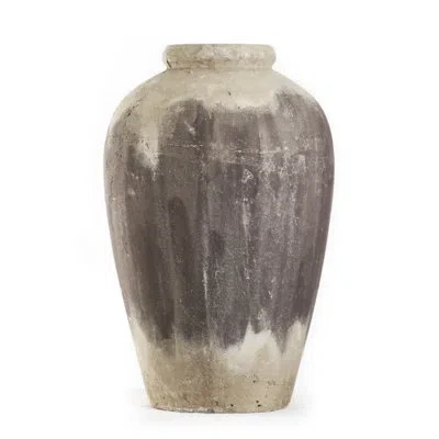 Zentique Brown/beige 23" Indoor / Outdoor Ceramic Table Vase In Brown;beige