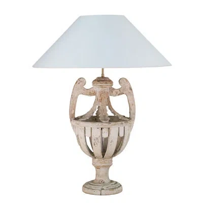 Zentique Cavendish Solid Wood Table Lamp In Off-white
