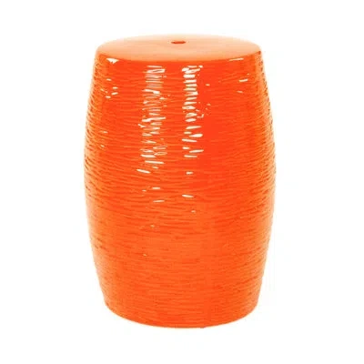 Zentique Ceramic Garden Stool In Orange