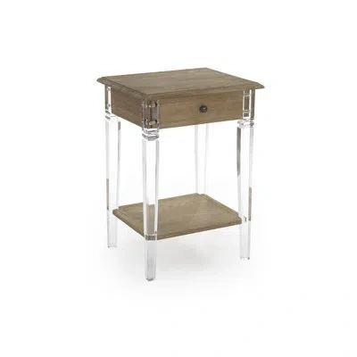 Zentique Claude Acrylic End Table In Limed Gray