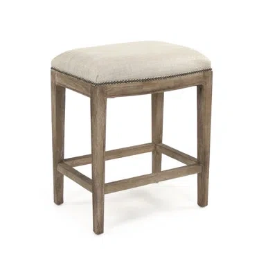 Zentique Cora Counter Stool W/ Nailhead In Beige