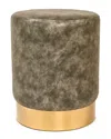 Zentique Distressed Grey Leather Stool With Gold Base In Gray