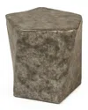 Zentique Distressed Grey Leather Twisted Pentagon Stool In Brown