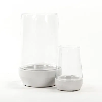 Zentique Glass Hurricane In Clear,off-white