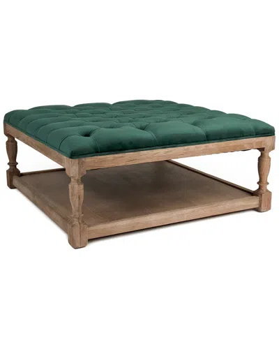 Zentique Green Velvet Square Tufted Ottoman