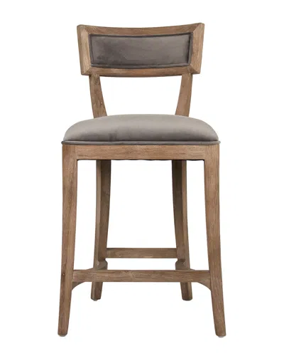 Zentique Grey Velvet Carvell Counter Stool