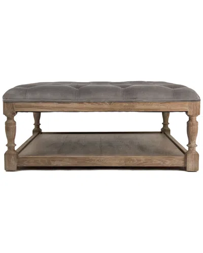 Zentique Grey Velvet Square Tufted Ottoman In Gray
