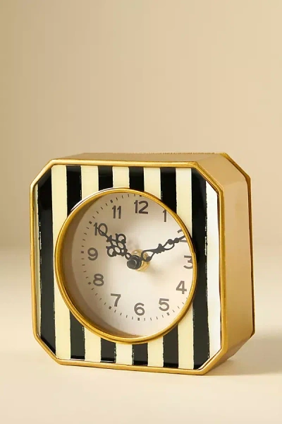 Zentique Inc. Striped Square Metal Clock In Brown