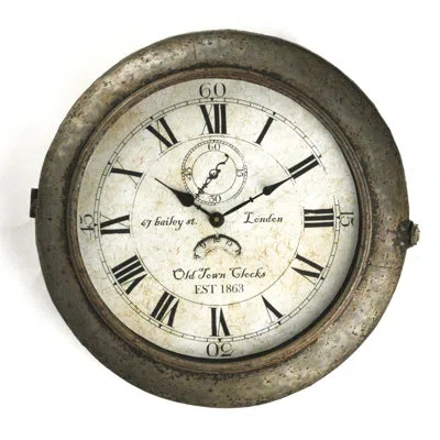 Zentique Iron 14" Clock In Gray;blanc Cassé;off-white