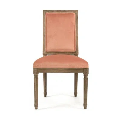 Zentique Louis 17'' H Velvet Upholstered Oak Side Chair