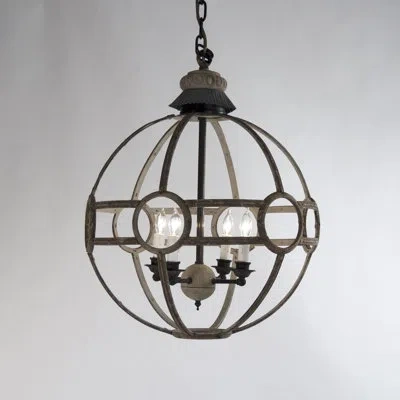 Zentique Luca 4-light Lantern Globe Chandelier In Brown;black