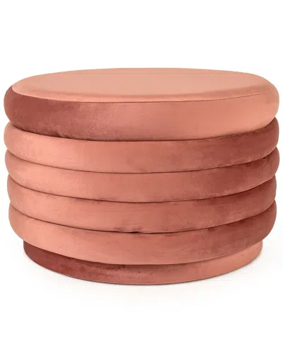 Zentique Mauve Rose Velvet Ottoman In Pink