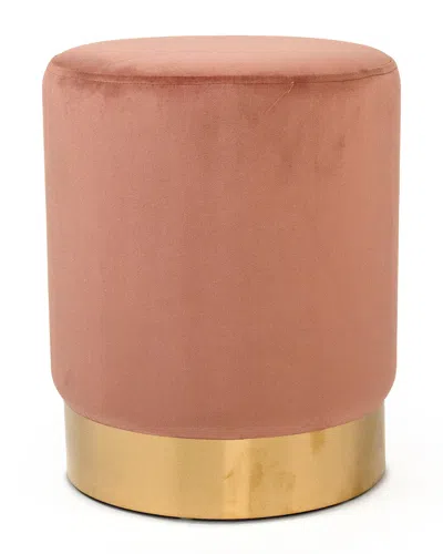 Zentique Mauve Rose Velvet Stool With Gold Base In Pink