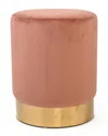 Zentique Mauve Rose Velvet Stool With Gold Base In Pink