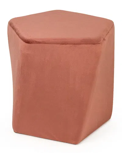 Zentique Mauve Rose Velvet Twisted Pentagon Stool In Pink