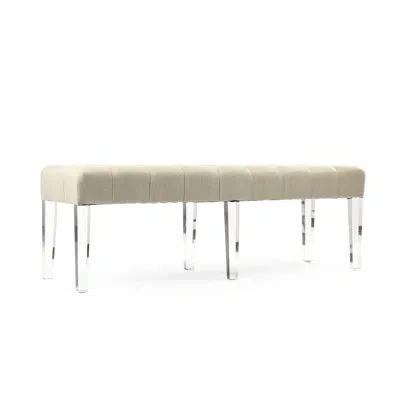 Zentique Meline Upholstered Bench In Off-white