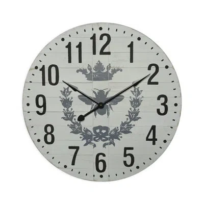 Zentique Oversized Bee Print 35" Wall Clock In White;gray
