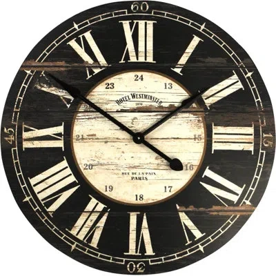 Zentique Oversized Wooden 32" Wall Clock In Black;blanc Cassé;off-white