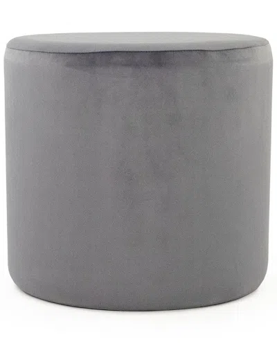 Zentique Pale Blue Velvet Stool In Gray