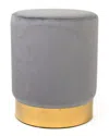 Zentique Pale Blue Velvet Stool With Gold Base In Gray