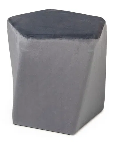 Zentique Pale Blue Velvet Twisted Pentagon Stool In Gray