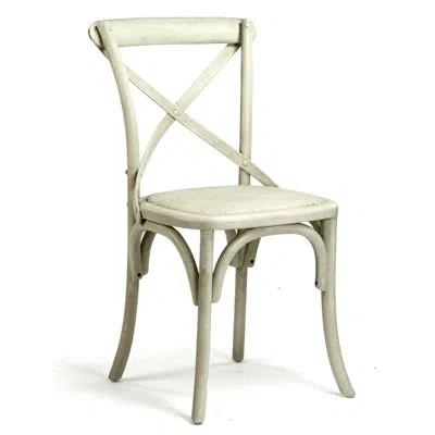 Zentique Parisienne Cafe Solid Wood Cross Back Side Chair In Off White