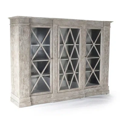 Zentique Pine Wood China Cabinet In Gray;gray;gray;gray
