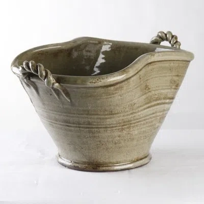 Zentique Pottery Oval Decorative Bowl In Gray