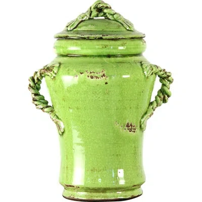 Zentique Pottery Storage Jar In Green
