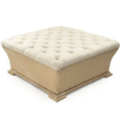 Zentique Quincy Tufted Cocktail Ottoman In Ivory