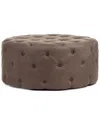 Zentique Round Tufted Ottoman In Brown