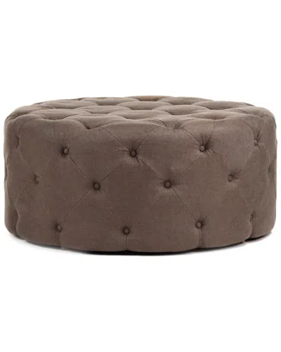 Zentique Round Tufted Ottoman In Brown