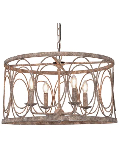 Zentique Rustic Metal Drum Chandelier In Brown