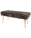 Zentique Slate Grey Faux Fur Bench In Gray