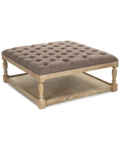 Zentique Square Tufted Ottoman In Brown