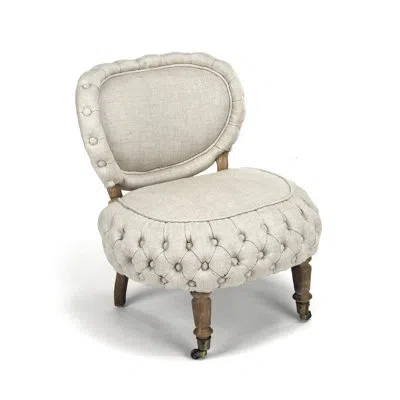 Zentique Sylvie 23" Wide Tufted Linen Slipper Chair In Cream