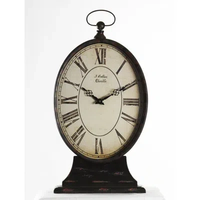 Zentique Tall Paris Table Clock In Antique Black