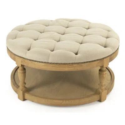 Zentique Tammy Tufted Cocktail Ottoman In Brown