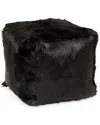 Zentique Tibetan Black Goat Fur Pouf In Black