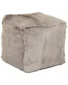 Zentique Tibetan Light Grey Goat Fur Pouf In Gray