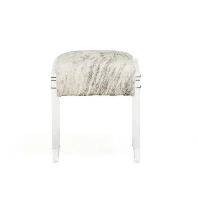Zentique Vanity Stool In White;gray;clear
