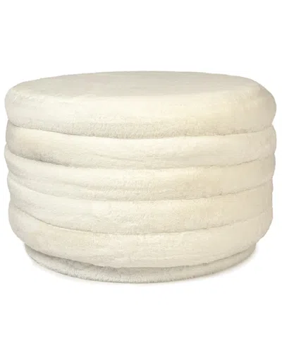 ZENTIQUE ZENTIQUE WHITE FAUX FUR OTTOMAN