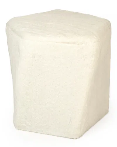 ZENTIQUE ZENTIQUE WHITE FAUX FUR TWISTED PENTAGON STOOL