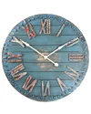 Zentique Worn Wood Oversized Clock In Blue